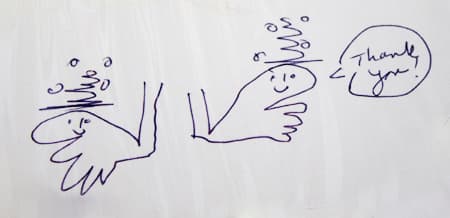 A handwritten thank-you drawing from a patient.