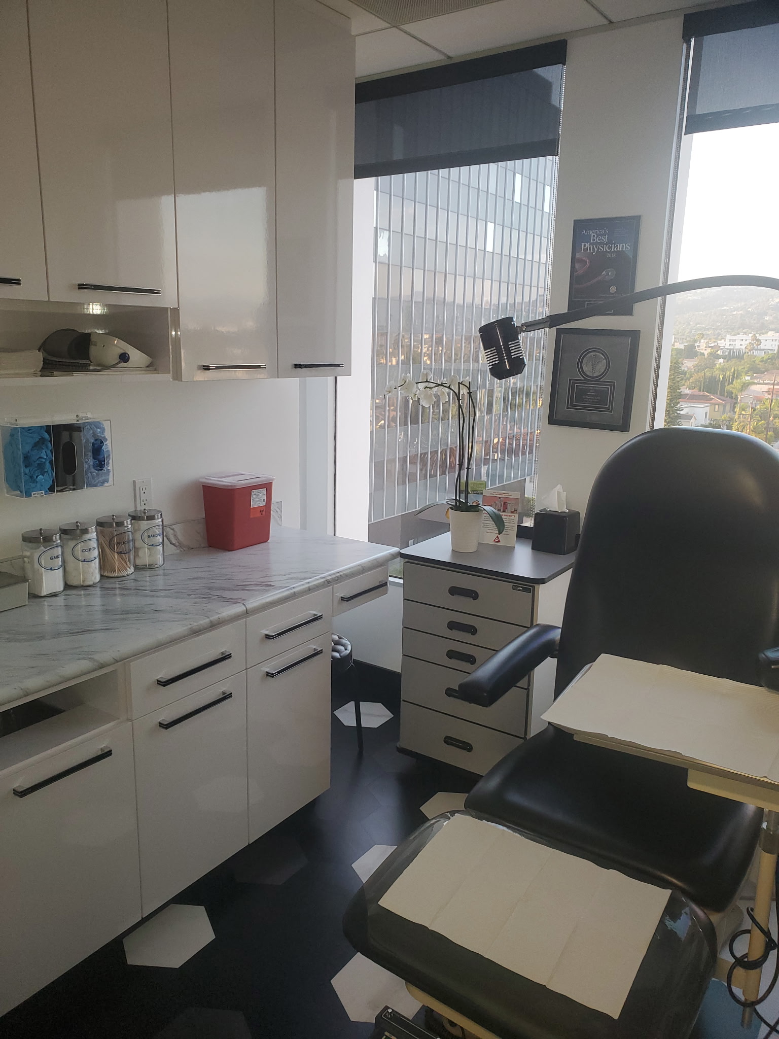 Treatment room with natural light and a Beverly Hills view